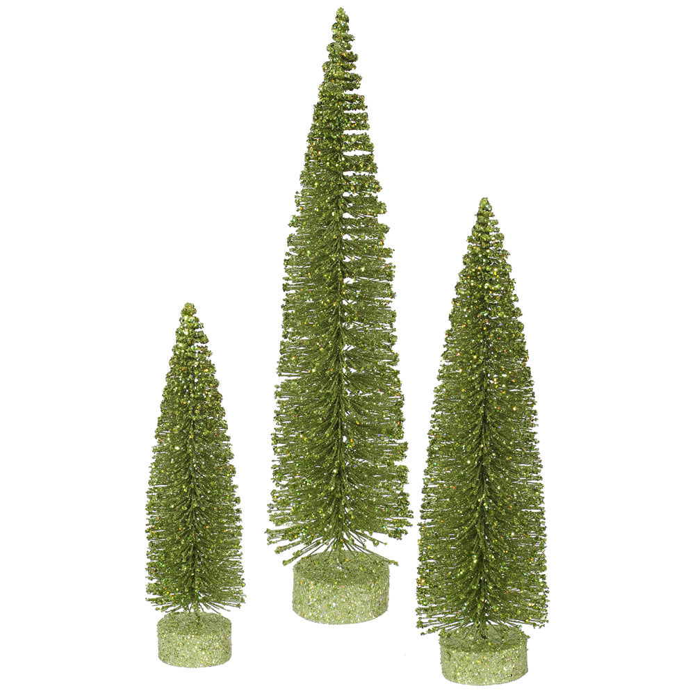Vickerman 12″-16″-20″ Lime Green Glitter Oval Tree - L137513