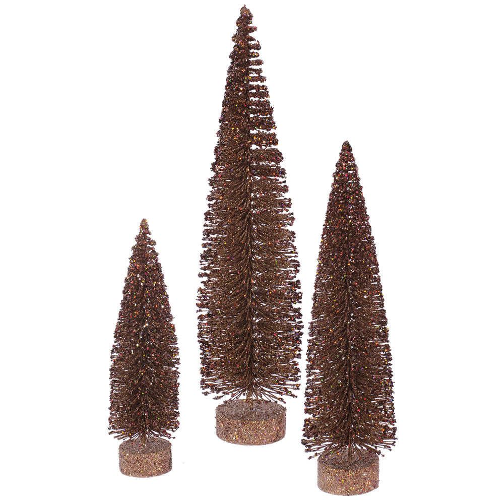 Vickerman 12″-16″-20″ Mocha Glitter Oval Tree Set - L137516