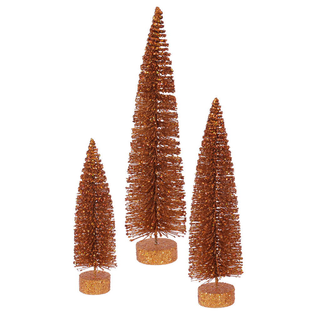 Vickerman 12″-16″-20″ Copper Glitter Oval Tree Set - L137518