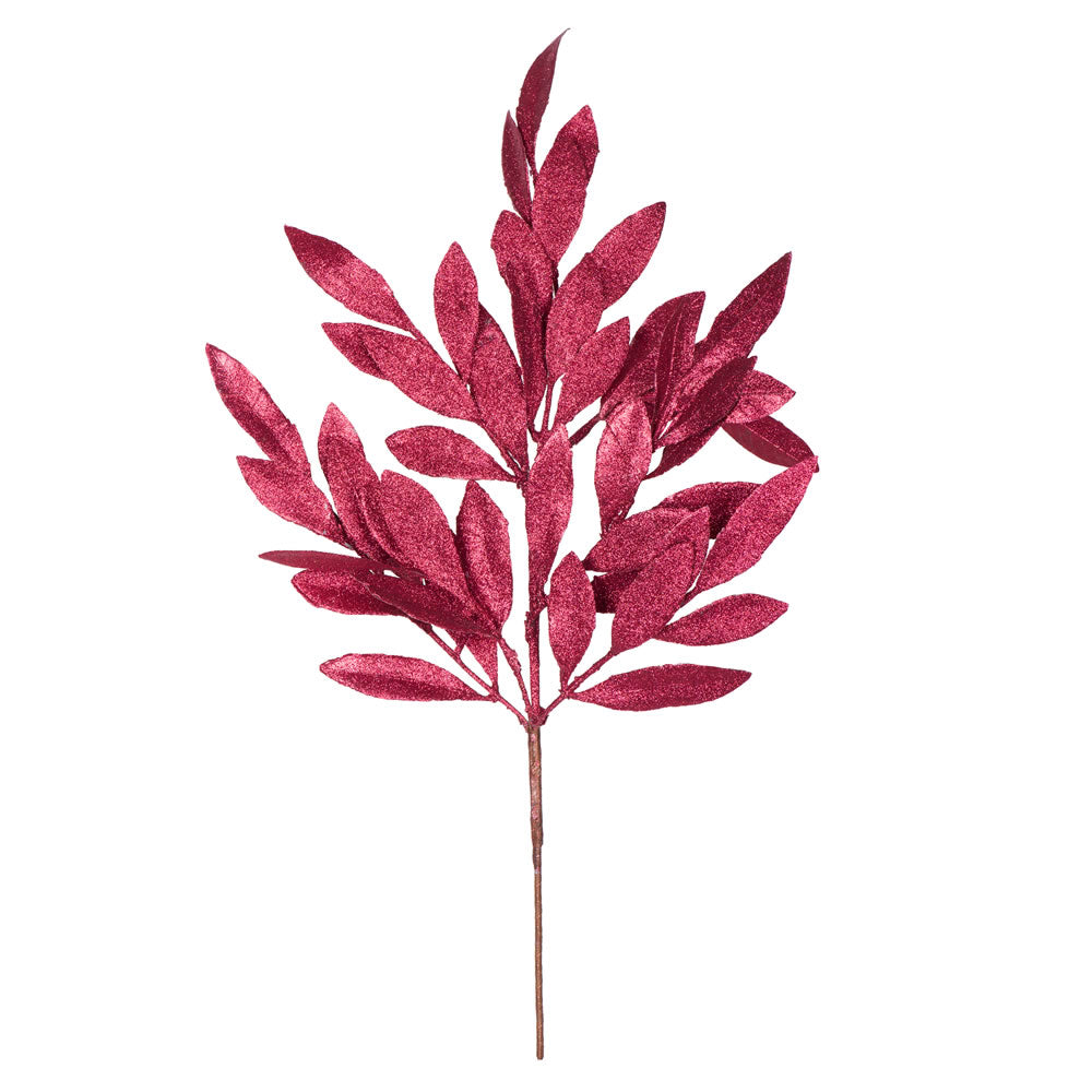 Vickerman 22″ Burgundy Glitter Bay Leaf Spray 6/Bg - L148205