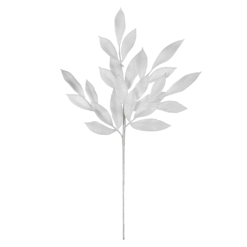 Vickerman 22″ White Glit BayLeaf Spray 12/Bg - L152901