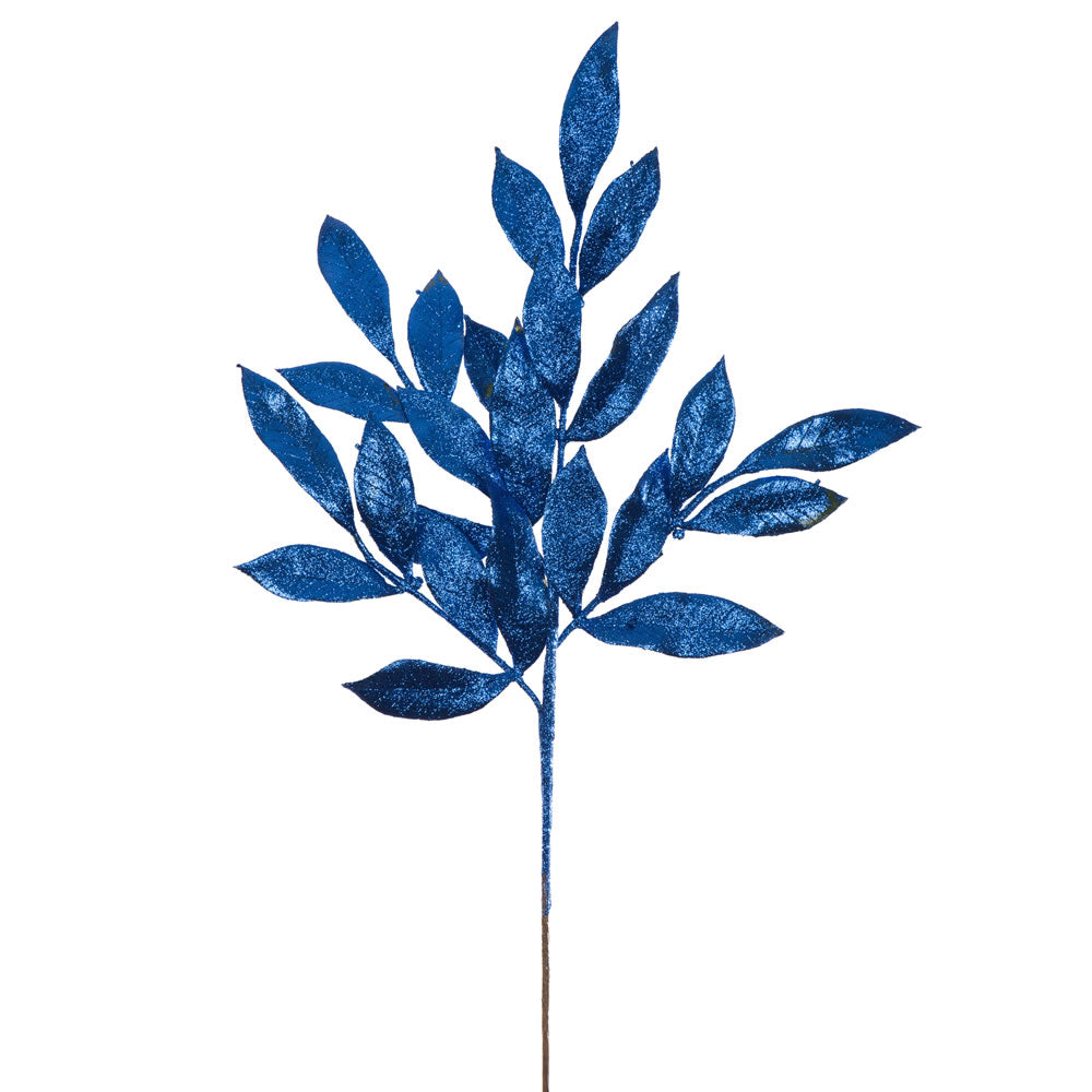 Vickerman 22″ Blue Glit BayLeaf Spray 12/Bg - L152902