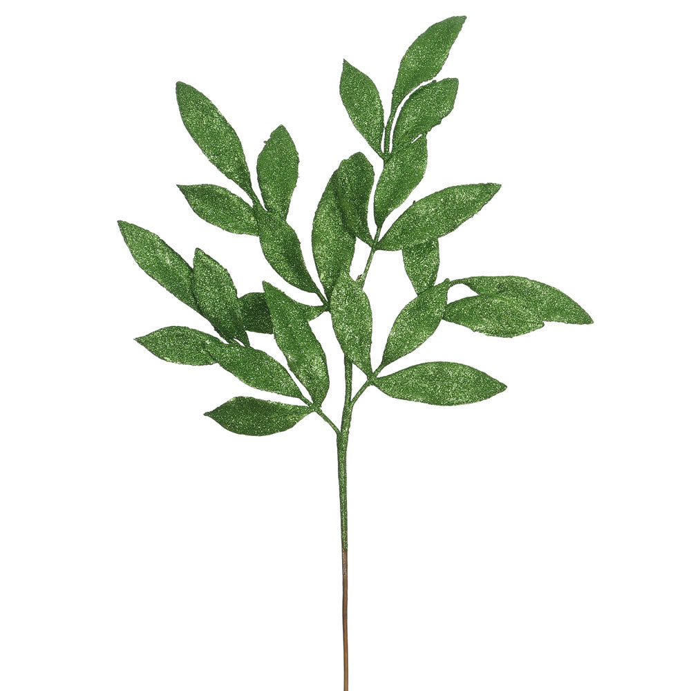 Vickerman 22″ Green Glit BayLeaf Spray 12/Bg - L152904