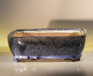 Marble Blue Ceramic Bonsai Pot - Rectangle  8 x 6″ x 2.5″