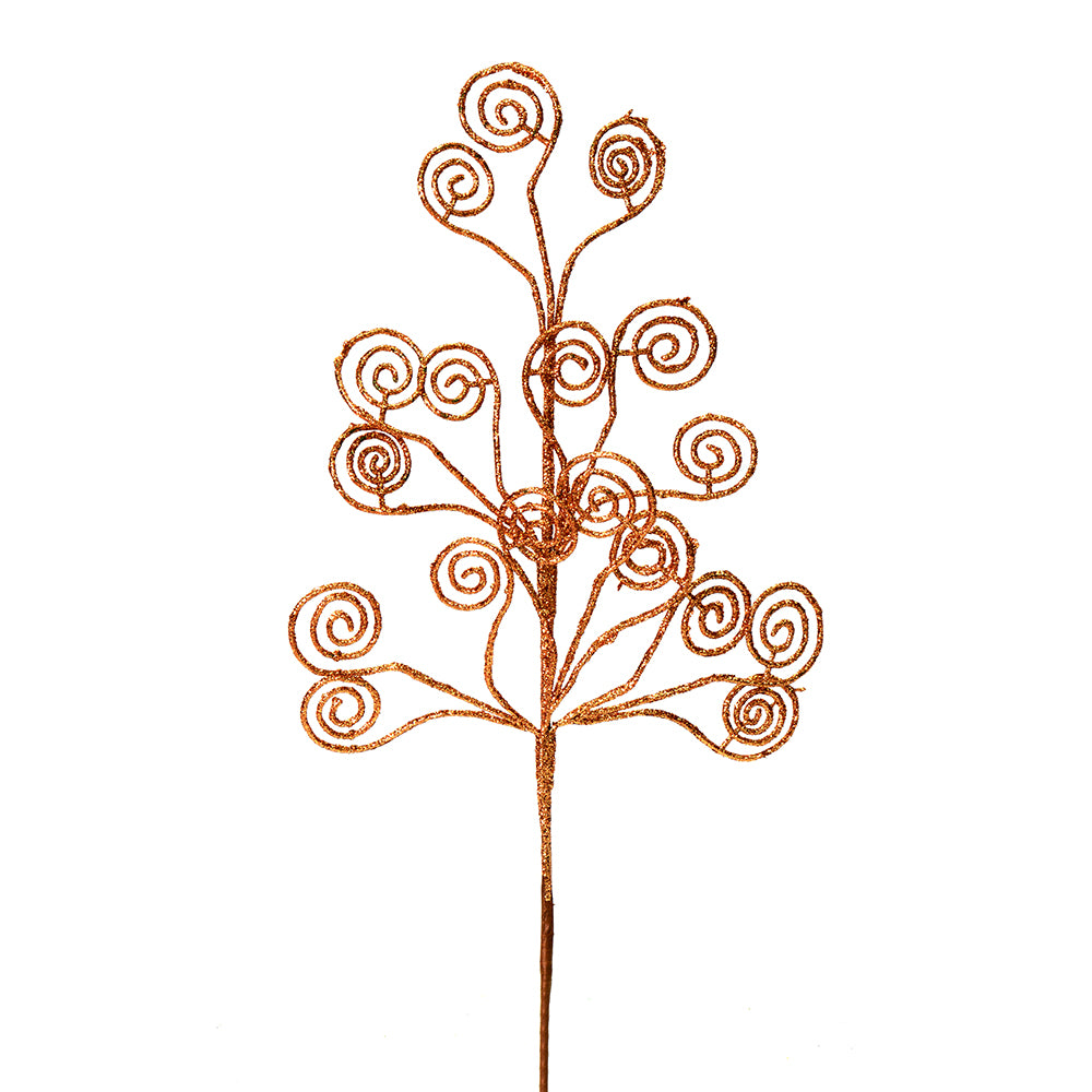 Vickerman 17” Rose Gold Glitter Curly Spray 6/Bg - L180558
