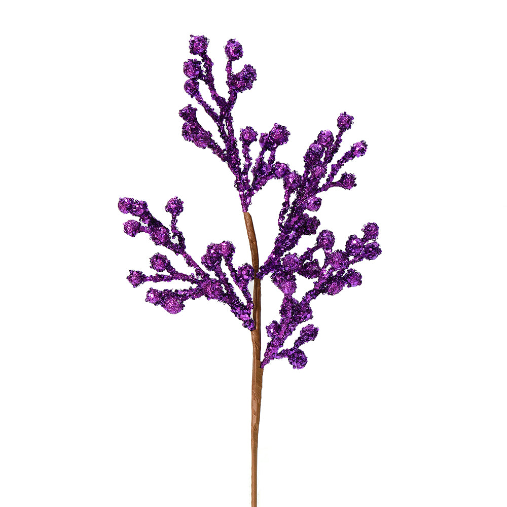 Vickerman 17” Purple Glitter Berry Spray 6/Bg - L180606