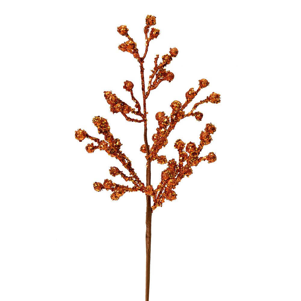 Vickerman 17” Copper Glitter Berry Spray 6/Bg - L180628