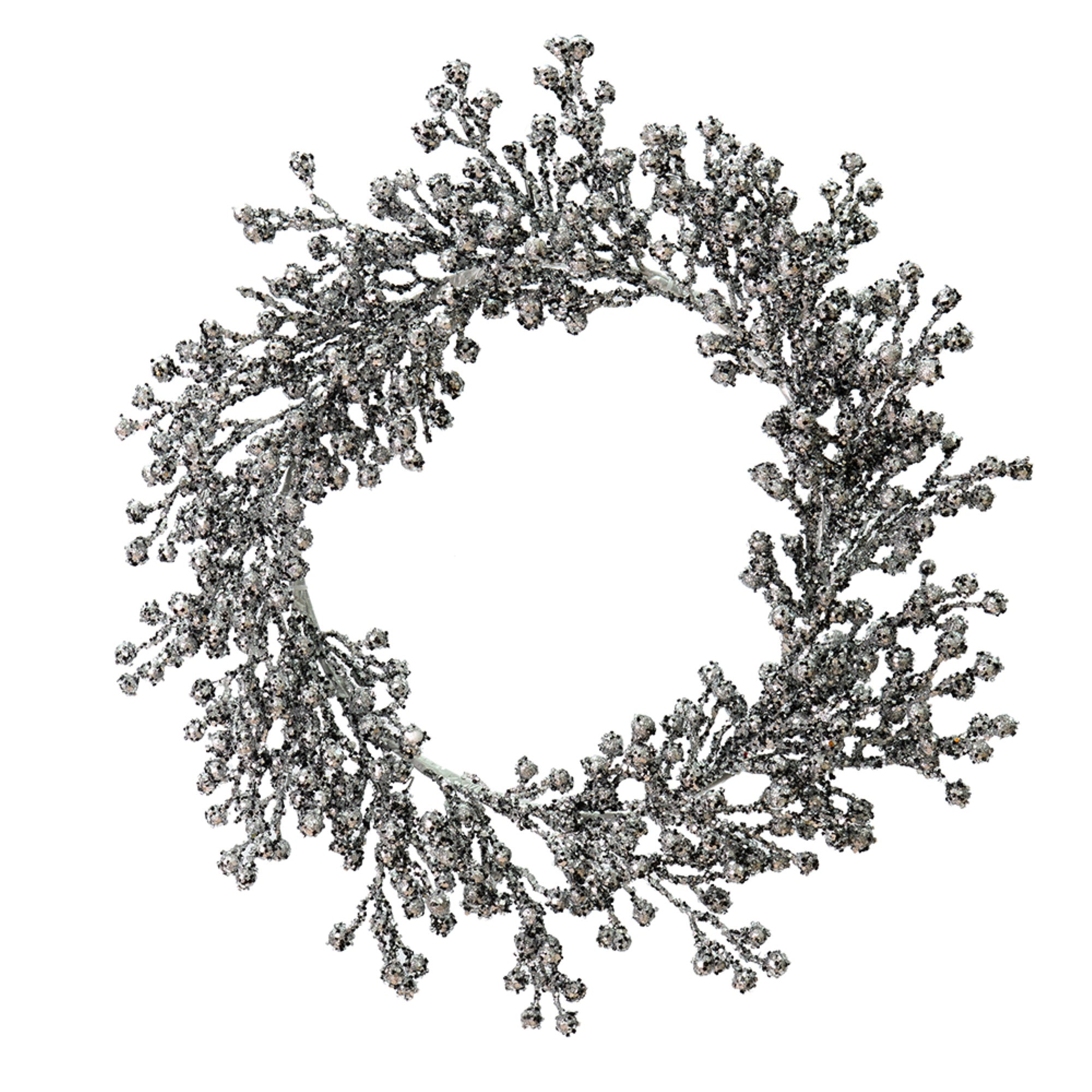 22” Pewter Glitter Berry Wreath Outdoor