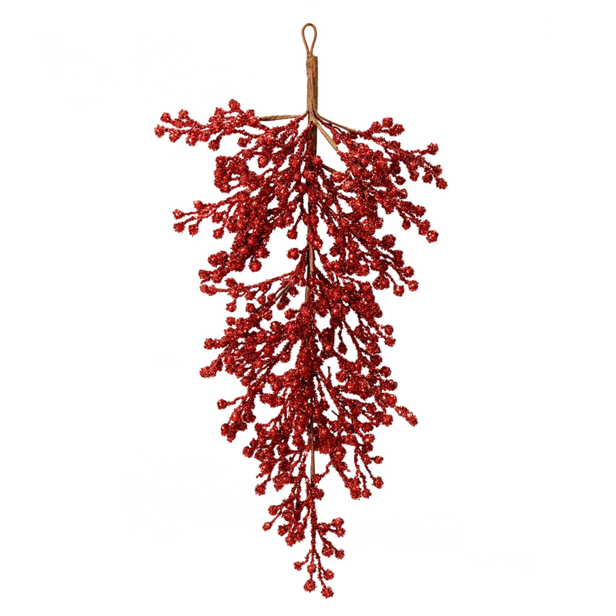 33” Red Glitter Berry TearDrop Outdoor
