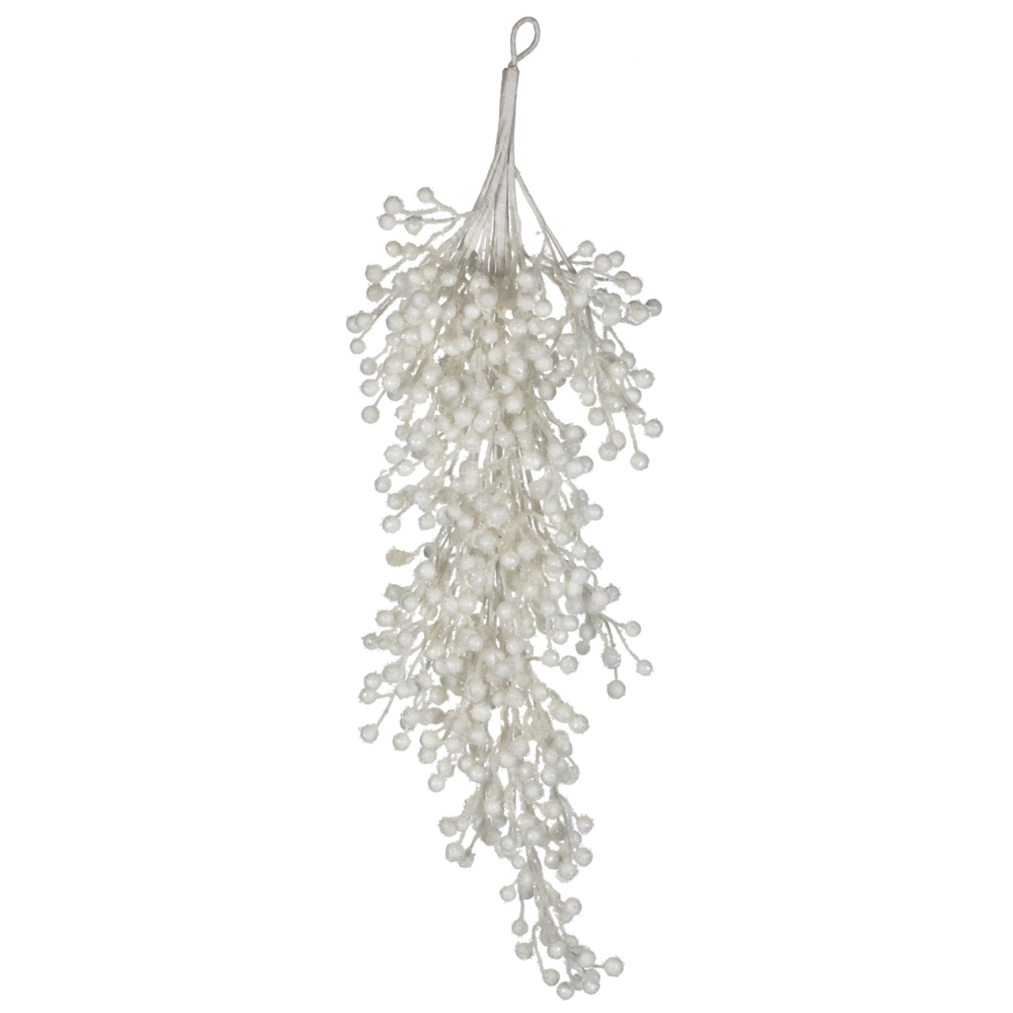 33” White Glitter Berry TearDrop Outdoor