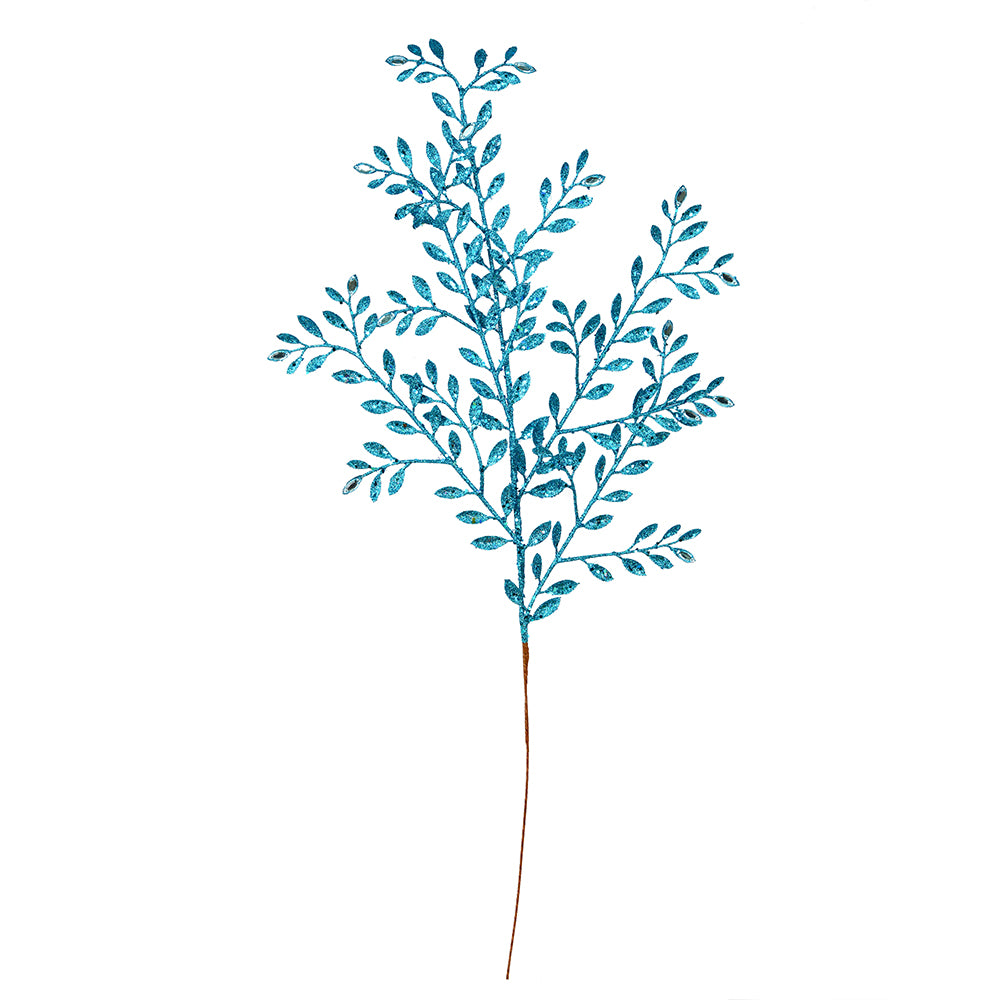 Vickerman 25” Turq Ruscus Glitt Jewel Spray 12/Bg - L186012