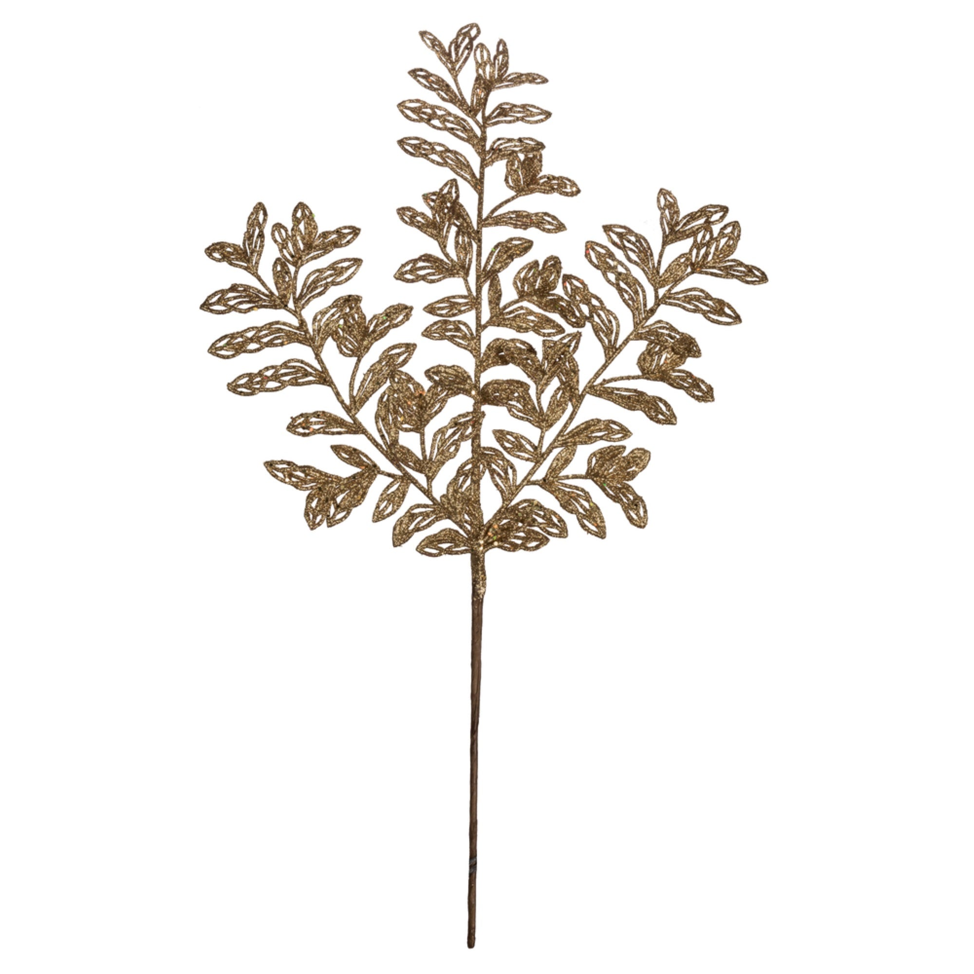 22” Gold Bipinnate Glit Leaf Spray 12/Bg