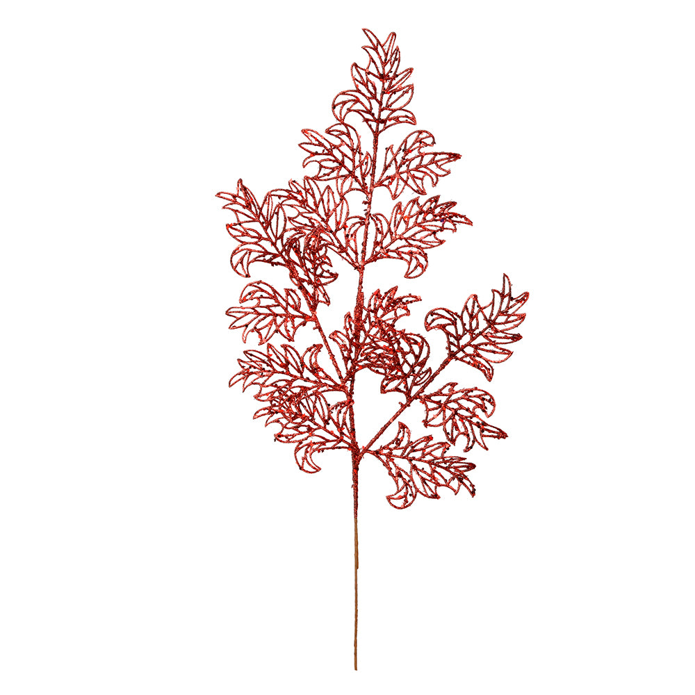 Vickerman 22” Red Glitt Lace Holly Lf Spray 12/Bg - L186203