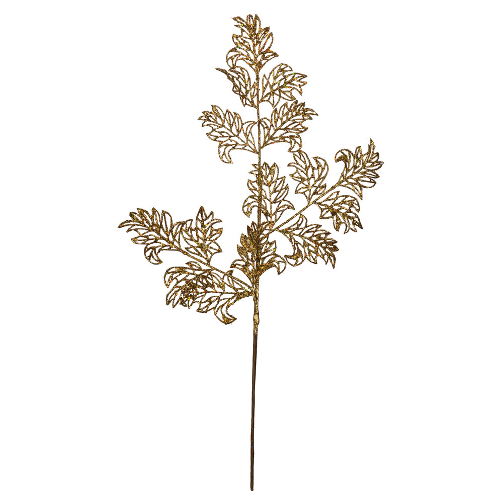 Vickerman 22” Gold Glitter Lace Holly Spray 12/Bg - L186208
