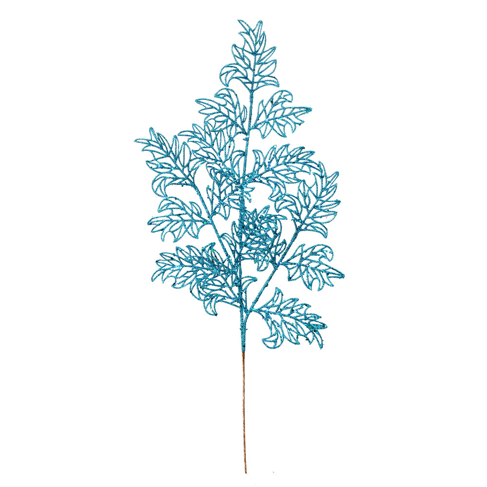 Vickerman 22” Turq Glitt Lace Holly Lf Spray 12/Bg - L186212