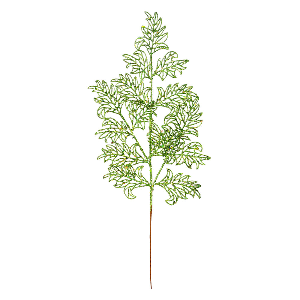 Vickerman 22” Lime Glitt Lace Holly Lf Spray 12/Bg - L186273