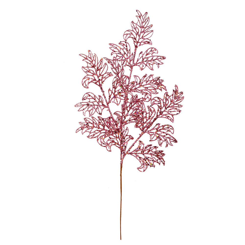 Vickerman 22” Pink Glitt Lace Holly Lf Spray 12/Bg - L186279