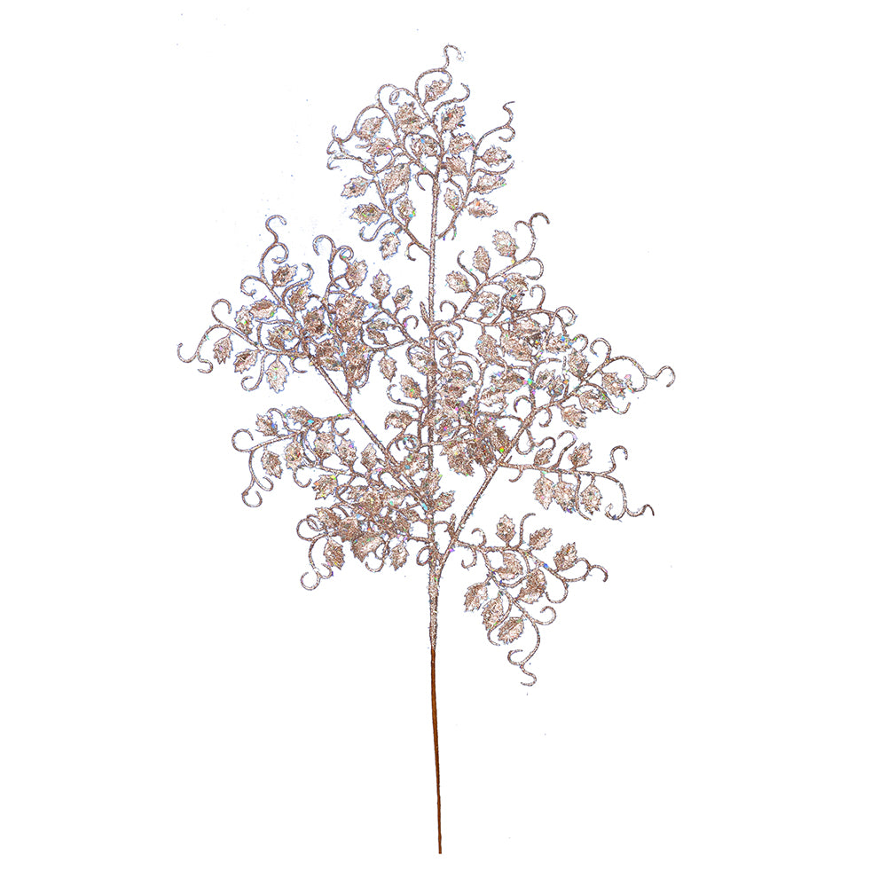 Vickerman 22” Rose Gold Ruscus Glitter Spray 12/Bg - L186358