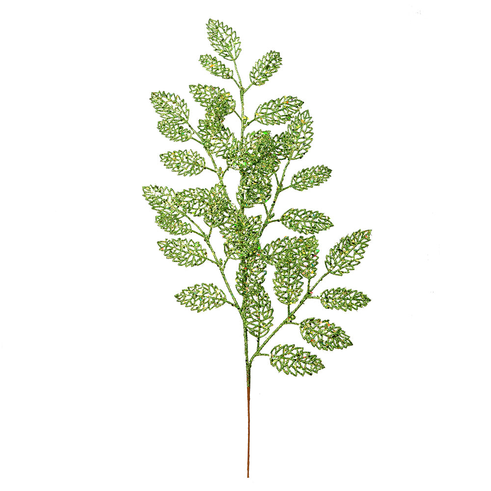 Vickerman 22” Lime Glitter Loral Leaf Spray 12/Bg - L186473
