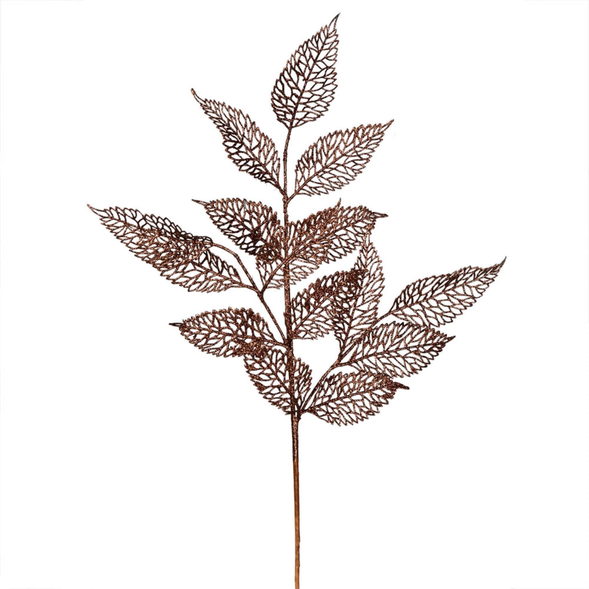22” Chocolate Glitt Bay Leaf Spray 12/Bx