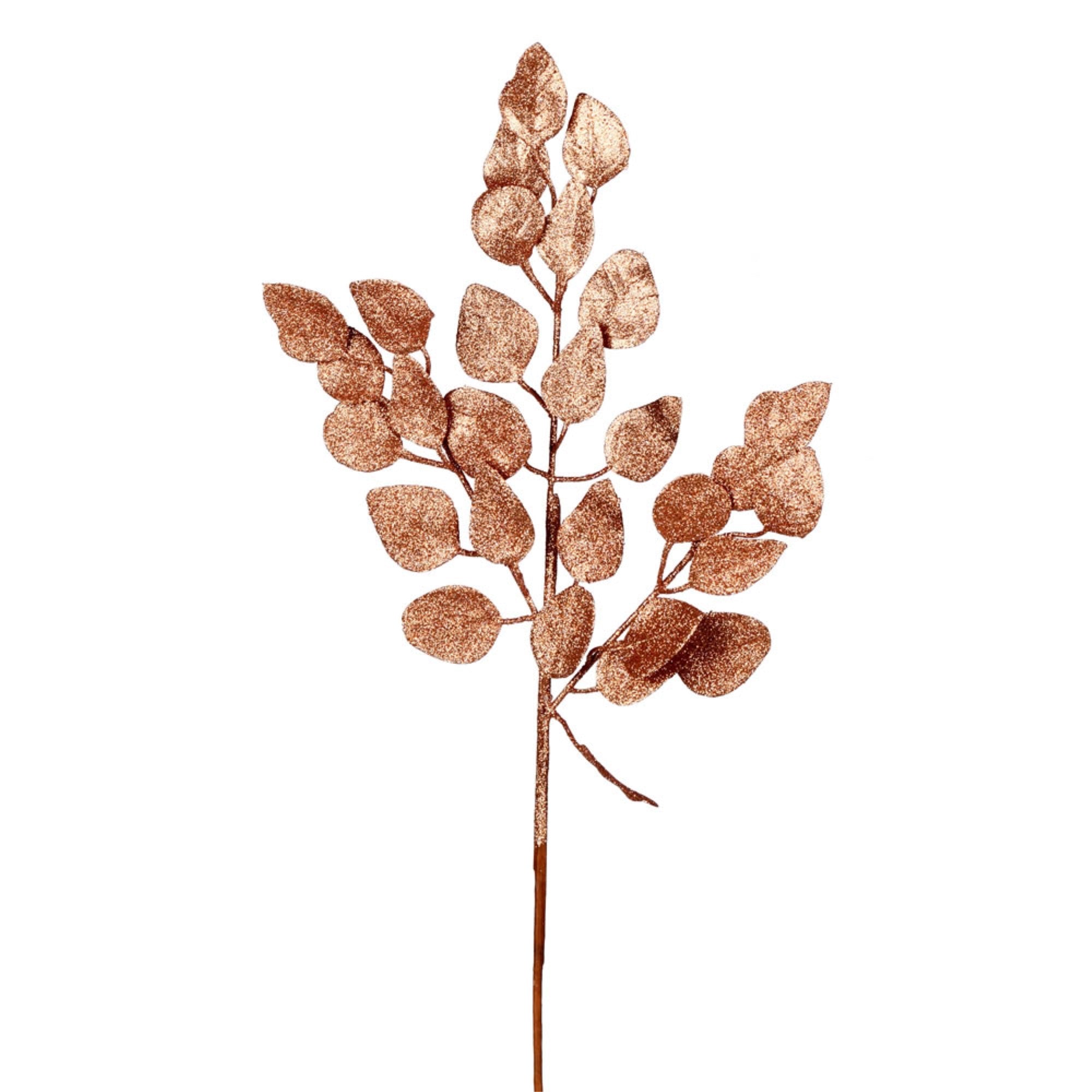 21” Rose Gold Glitt Ash Leaf Spray 12/Bx