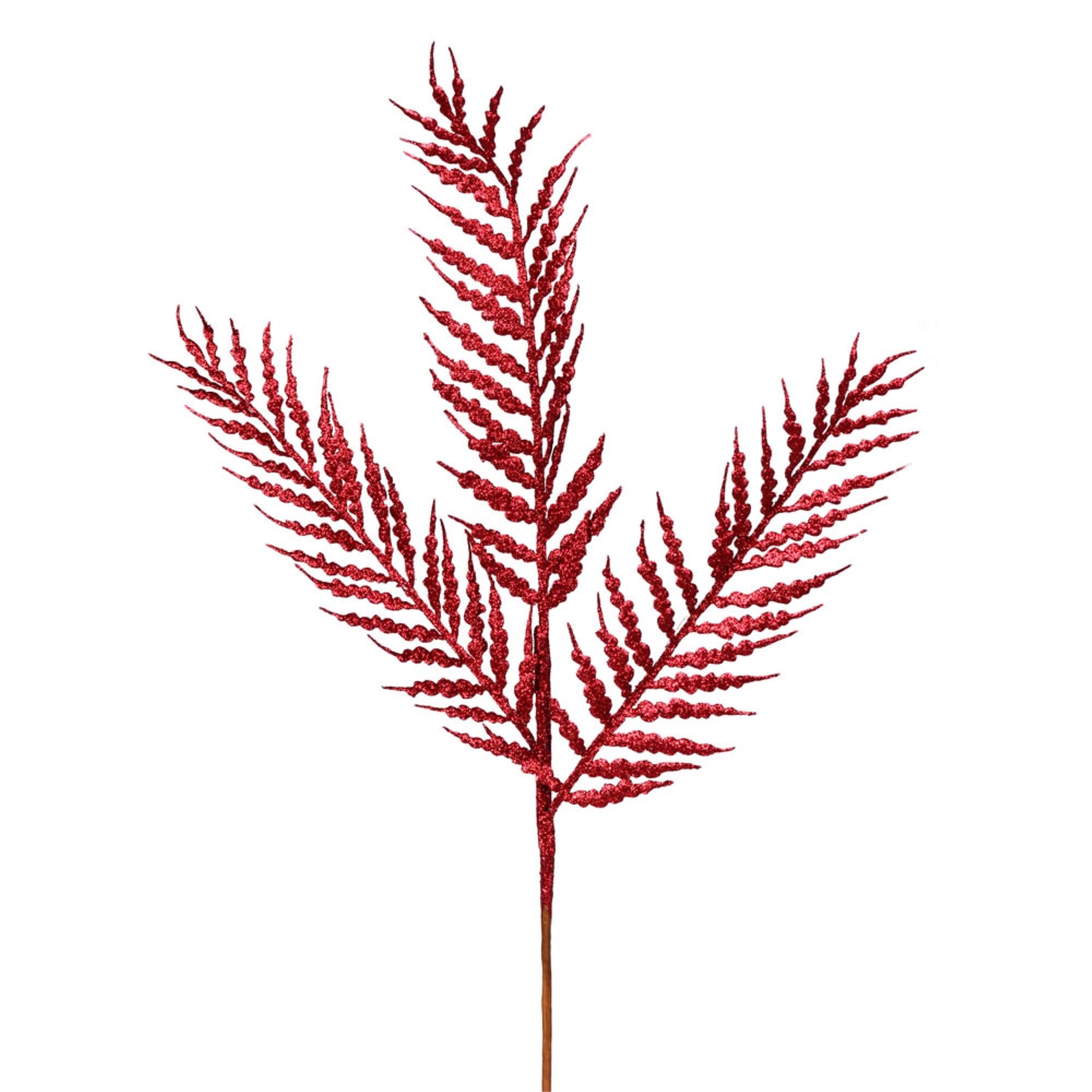 21” Burgundy Glitter Fern Spray 12/Box