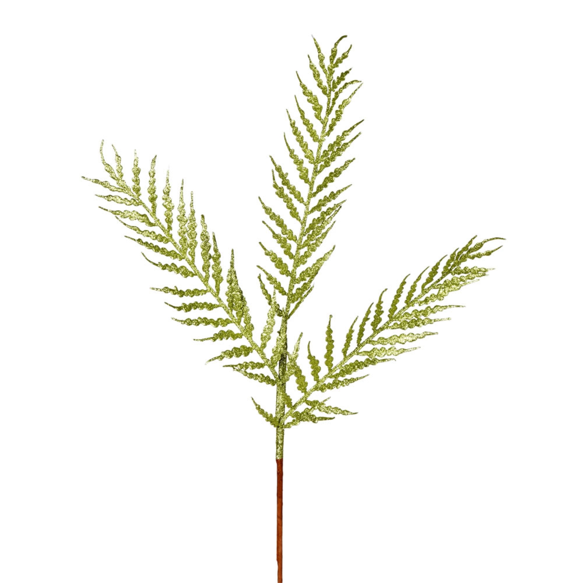 21” Lime Glittr Feather Fern Spray 12/Bx
