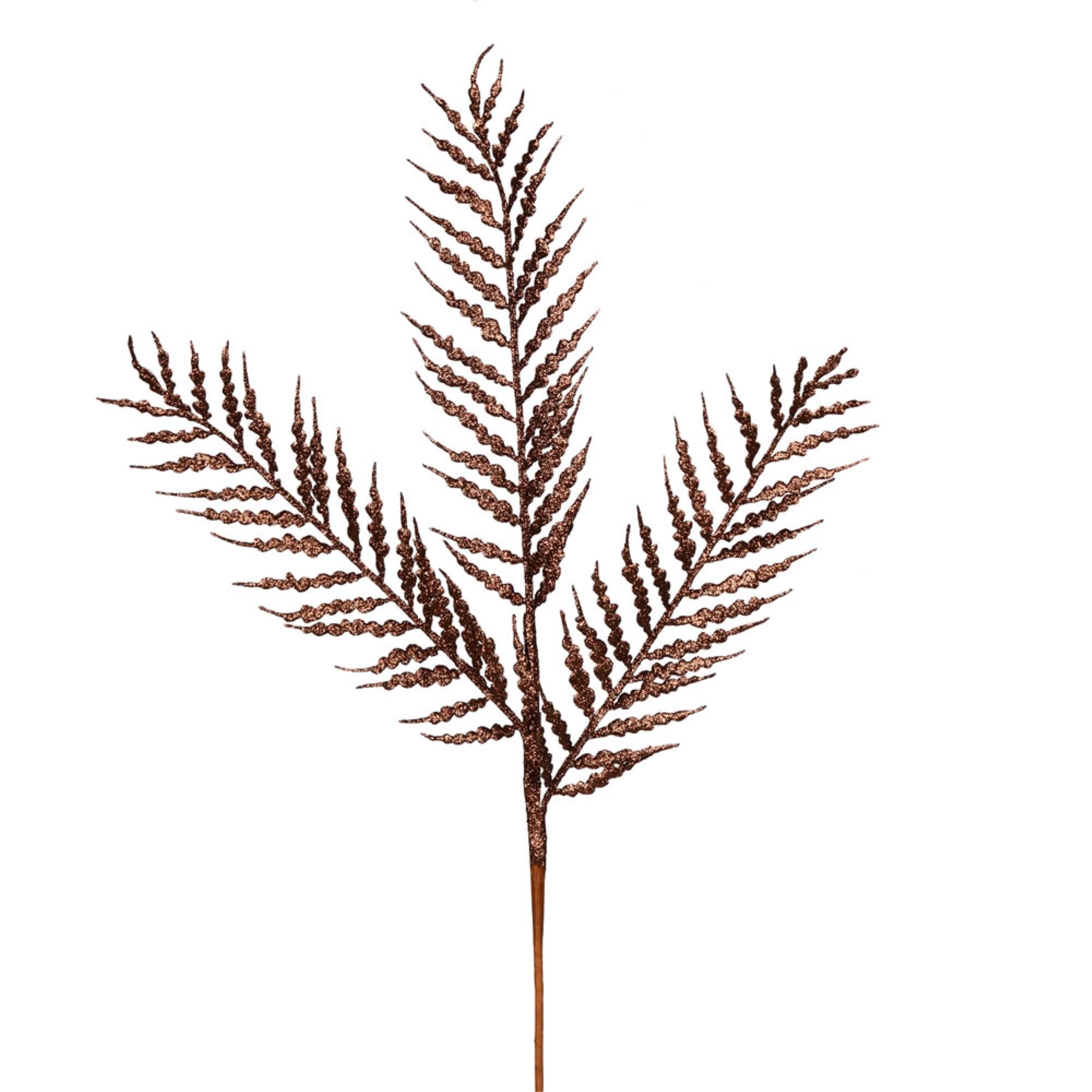 21” Chocolate Glitter Fern Spray 12/Box