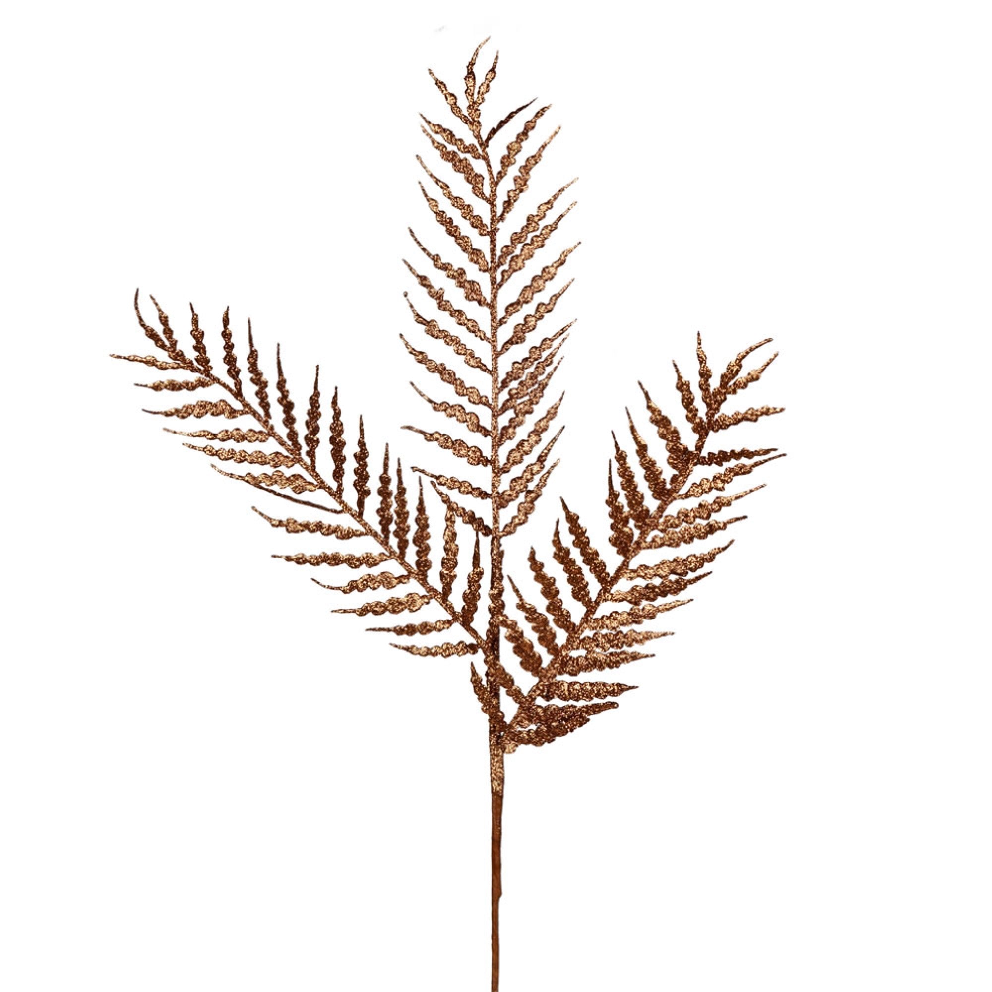 21” Copper Glitter Fern Spray 12/Box