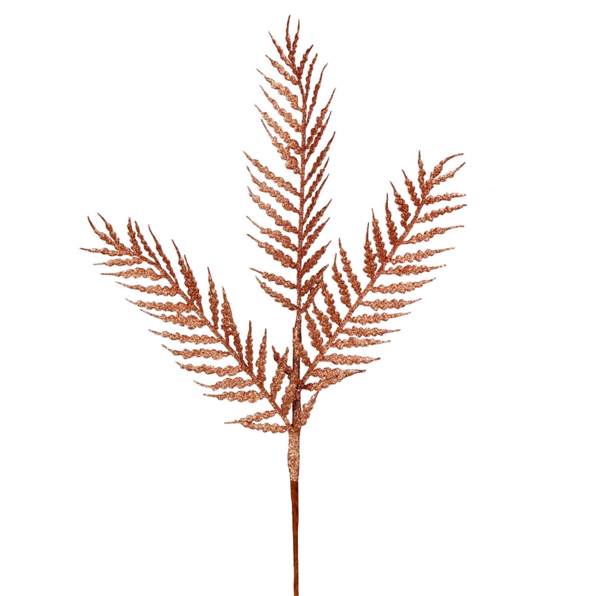 21” Rose Gold Glitter Fern Spray 12/Box