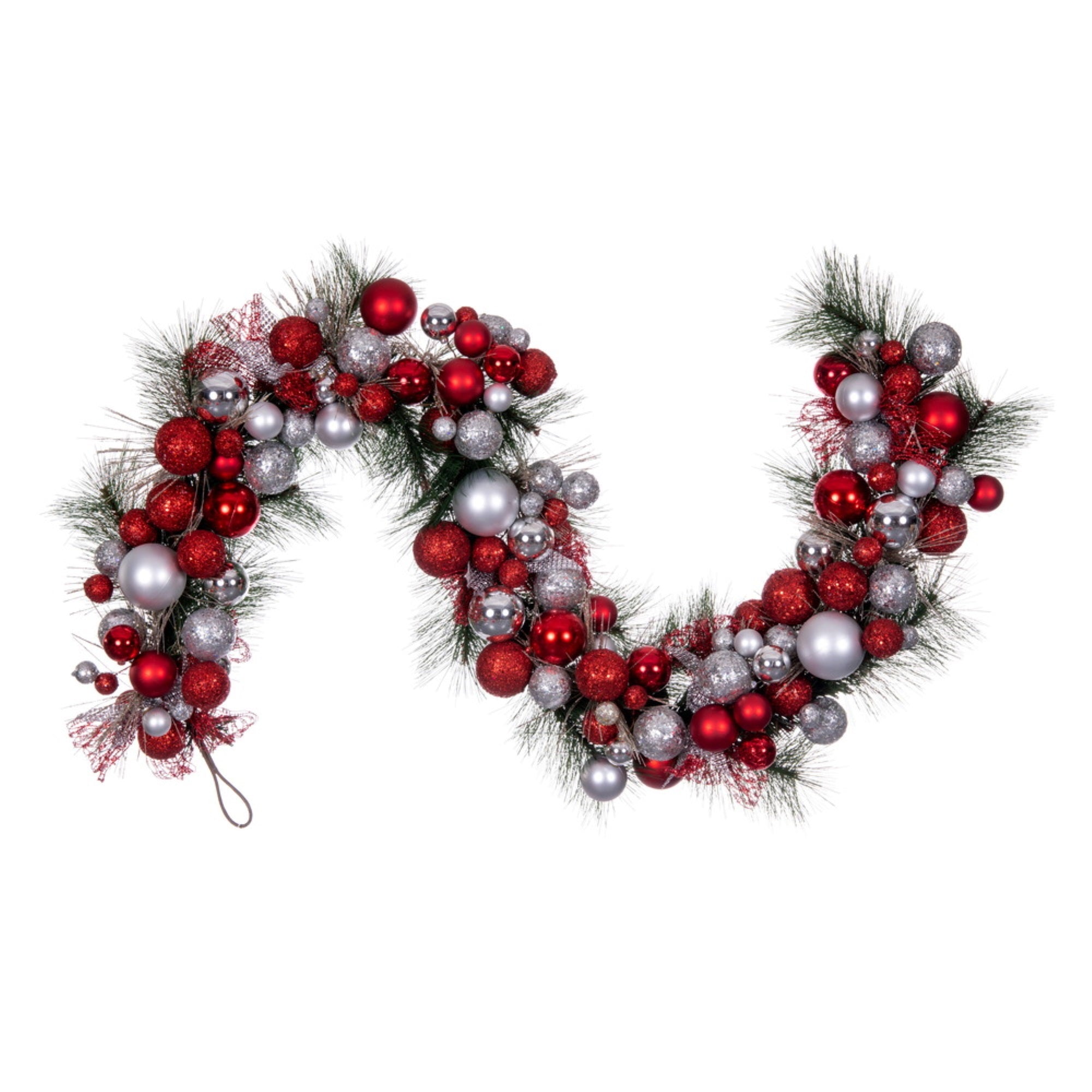 6' Red/Silver Deco Garland