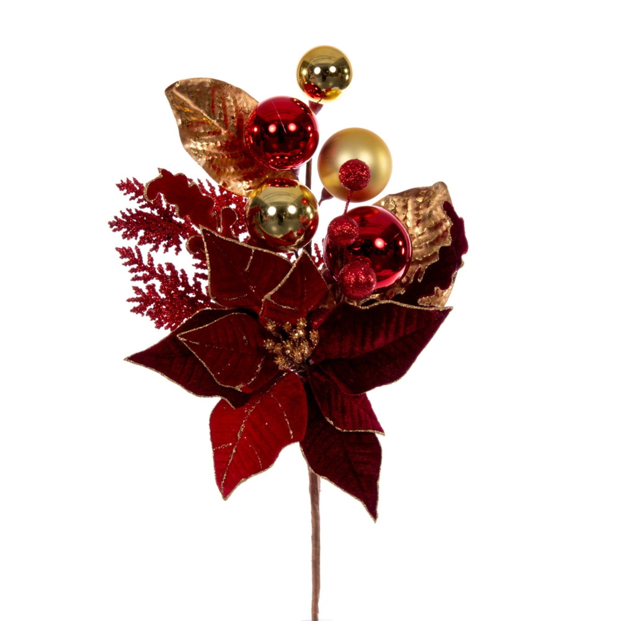 17” Red Poinsettia Deco Pick 2/Box