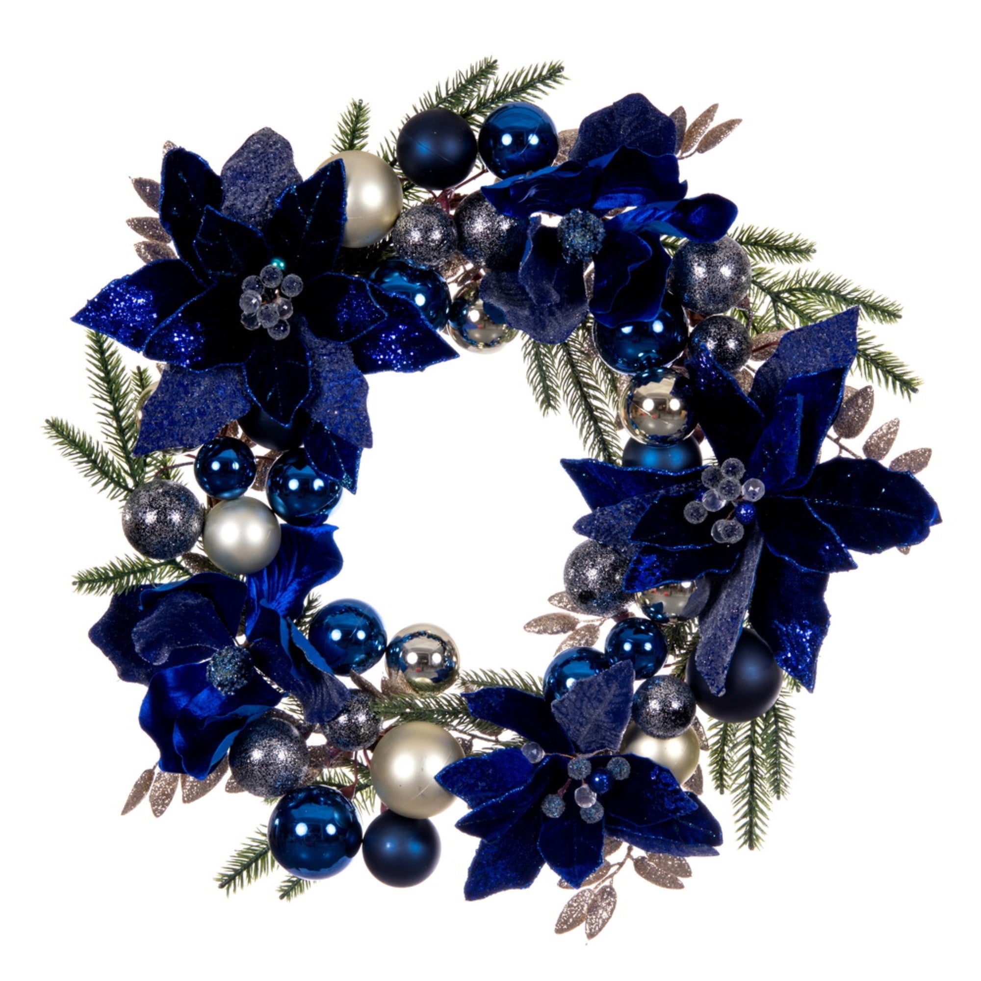 22” Midnight Blue Magnolia Wreath