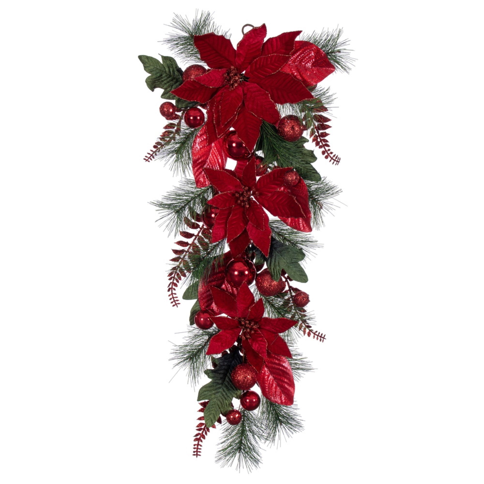 32” Merry Red Poinsettia Decratd Teardrp
