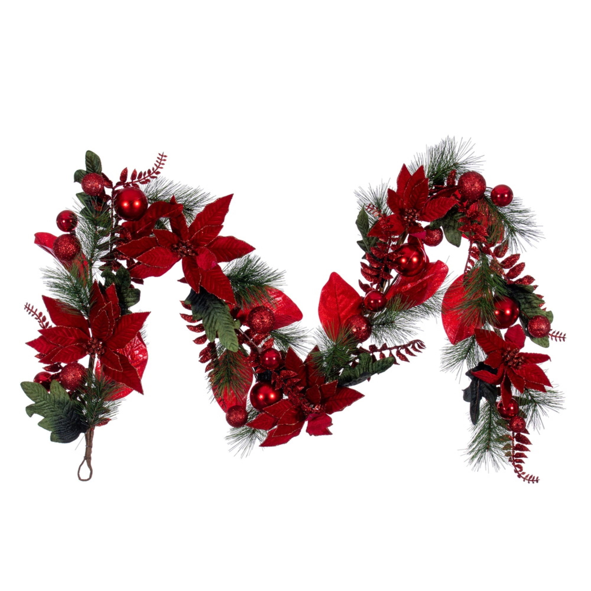 72” Merry Red Poinsettia Decoratd Garlnd
