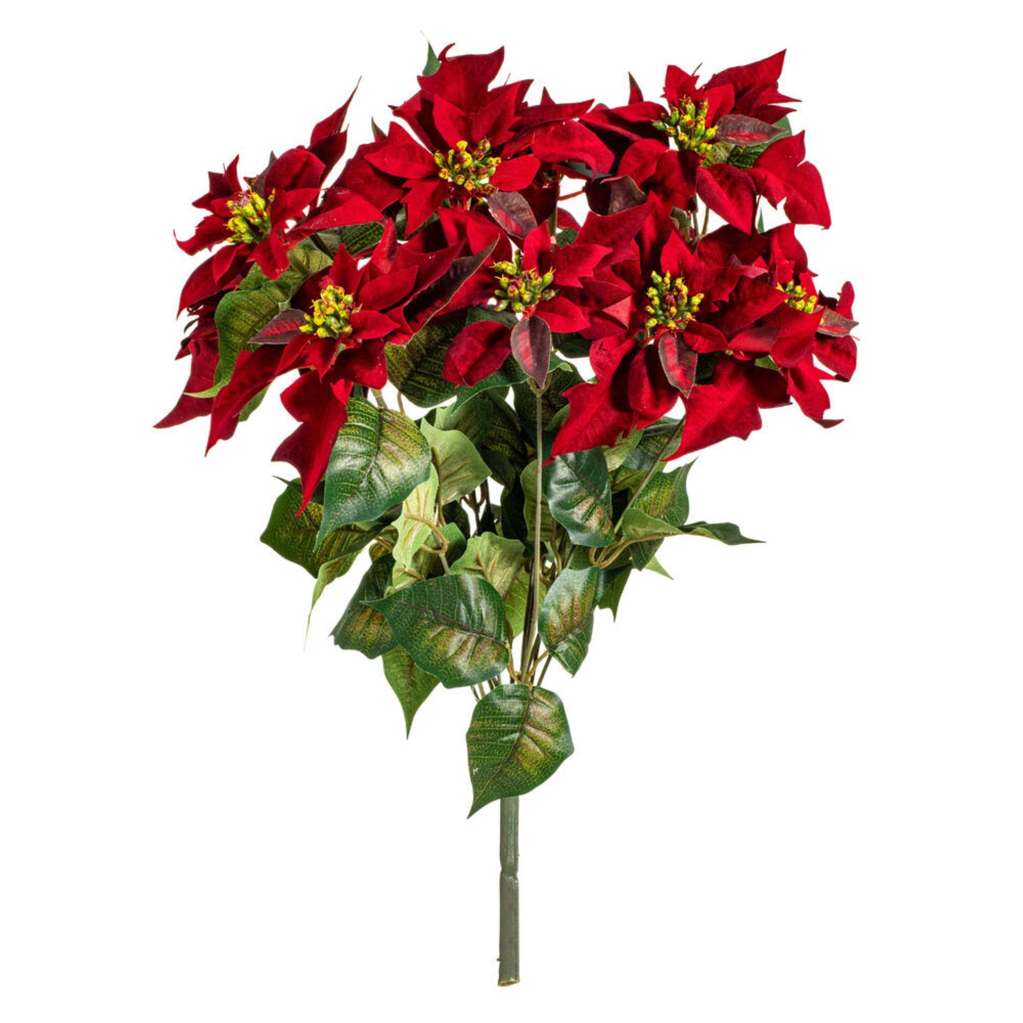 Vickerman 18” Red Poinsettia and Leaf Bush.