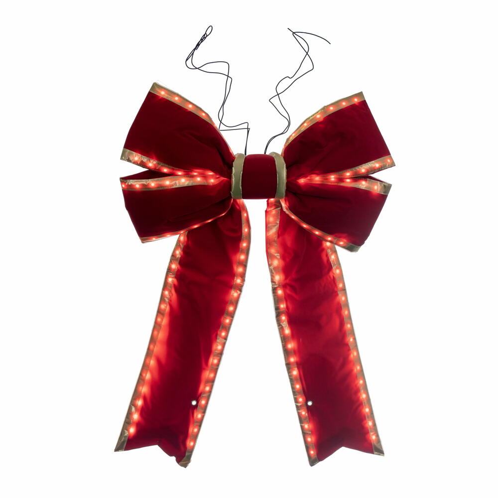 24” x 30” Red-Gold Velvet LED UV Bow 7”