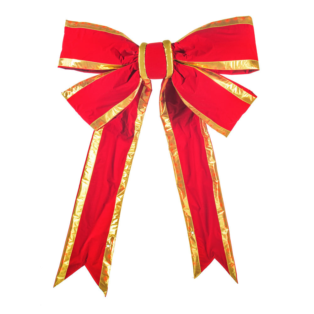 36” x 45” Red-Gold Velvet LED UV Bow 9”