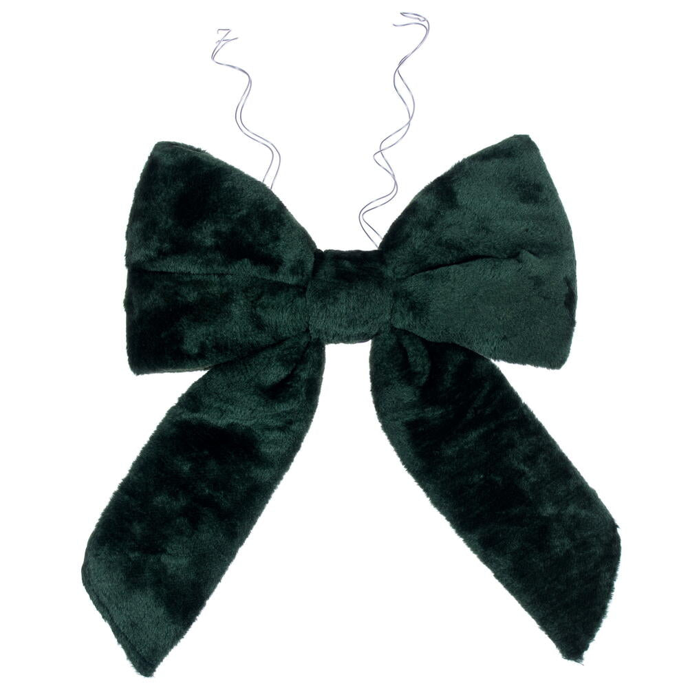 12” x 15” Dark Green Faux Fur Bow