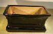 Black Ceramic Bonsai Pot  With Attached Humidity/Drip tray - Professional Series Rectangle 10.75 x 8.5 x 4.125