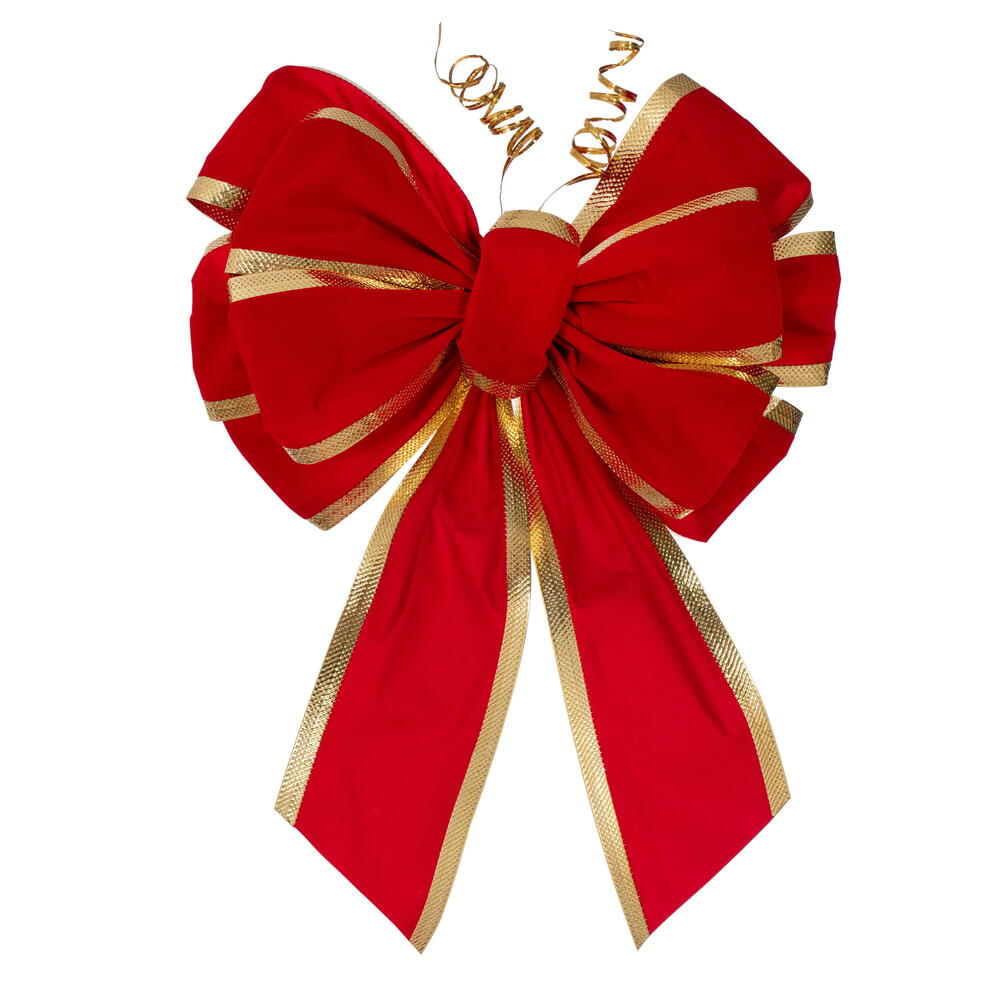 18”x 19” Red Vel-Gld 11-Loop UV Bow 4”