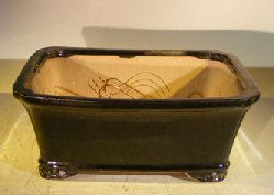 Black Ceramic Bonsai Pot- Rectangle<br>Professional Series<br>10 x 8 x 4