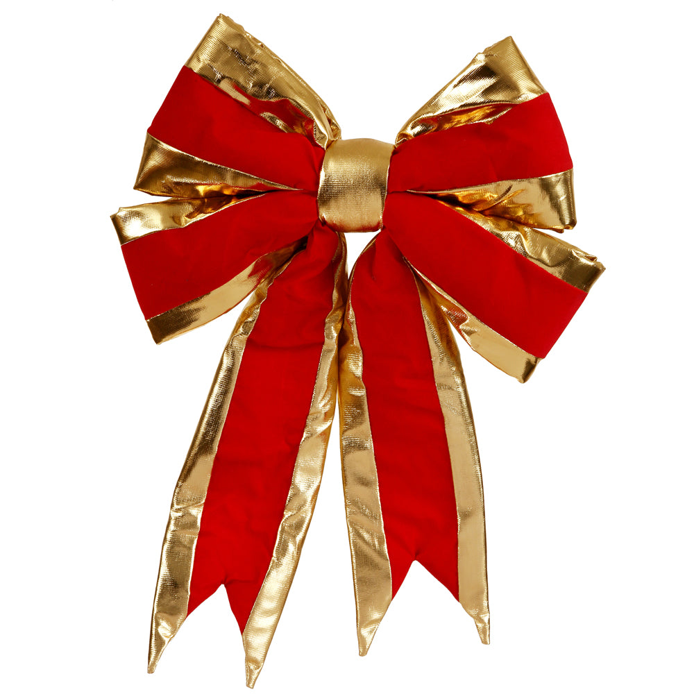 Vickerman 16″ x 19″ Red Structured Bow Gold Trim - L696519