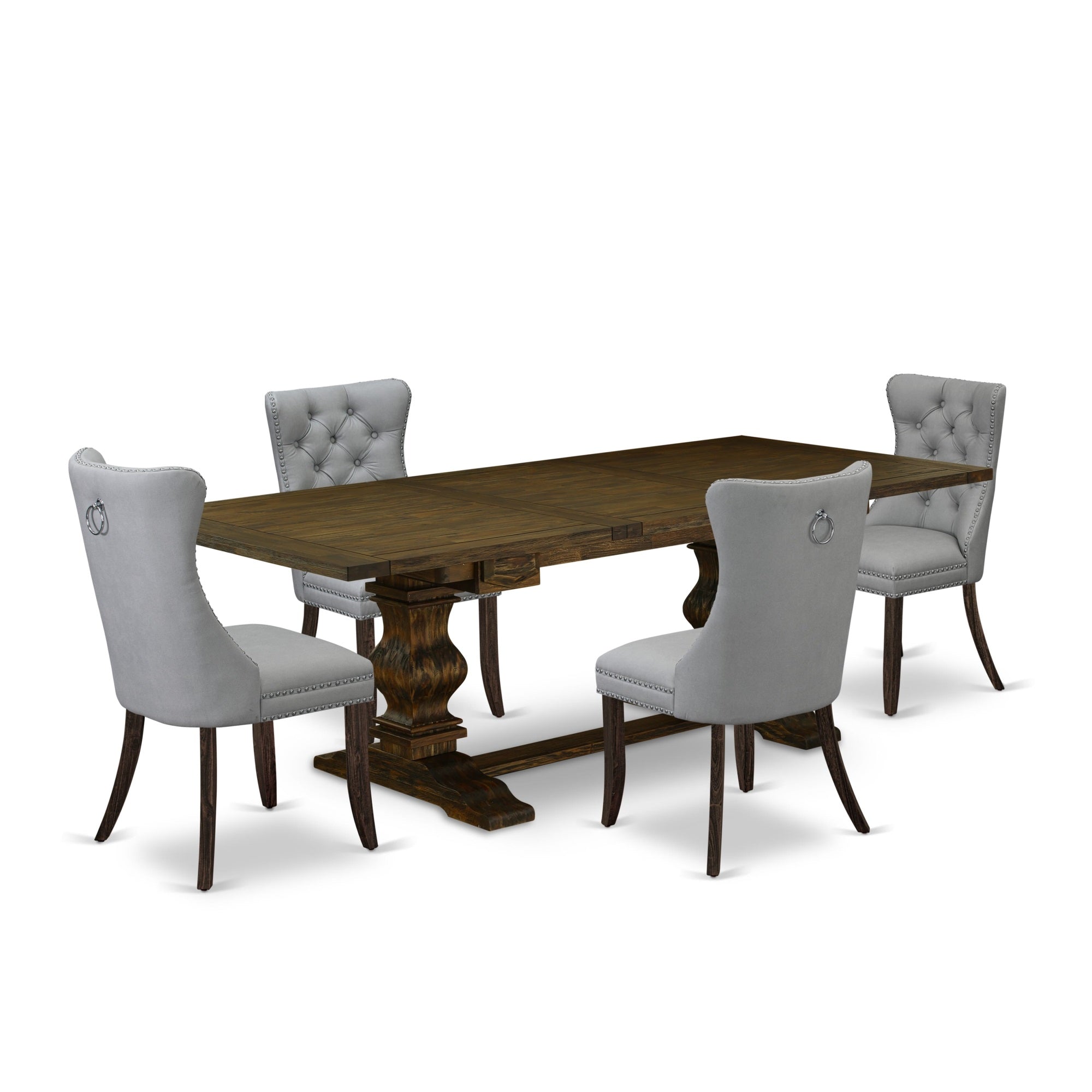 East West Furniture Lada5-07-T27 5 Piece Dining Table Set Consists Of A Rectangle Wooden Table With Butterfly Leaf And 4 Parson Chairs, 42X92 Inch, Distressed Jacobean