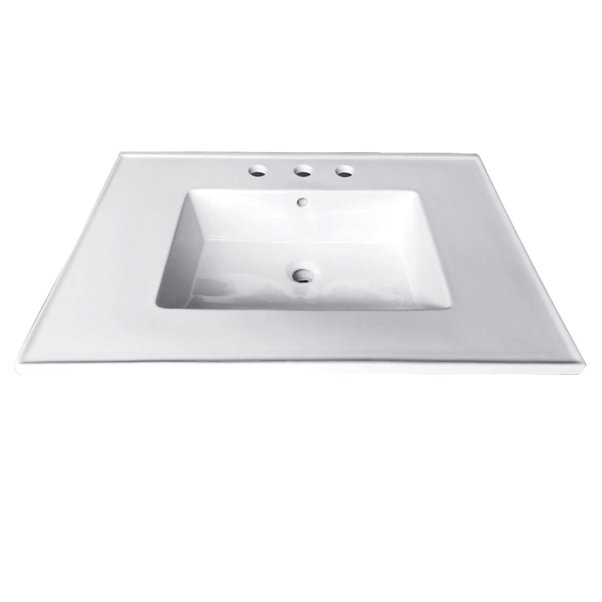 Fauceture Lbt25227W34 Continental 25-Inch X 22-Inch Ceramic Vanity Top With Integrated Basin 3H, White