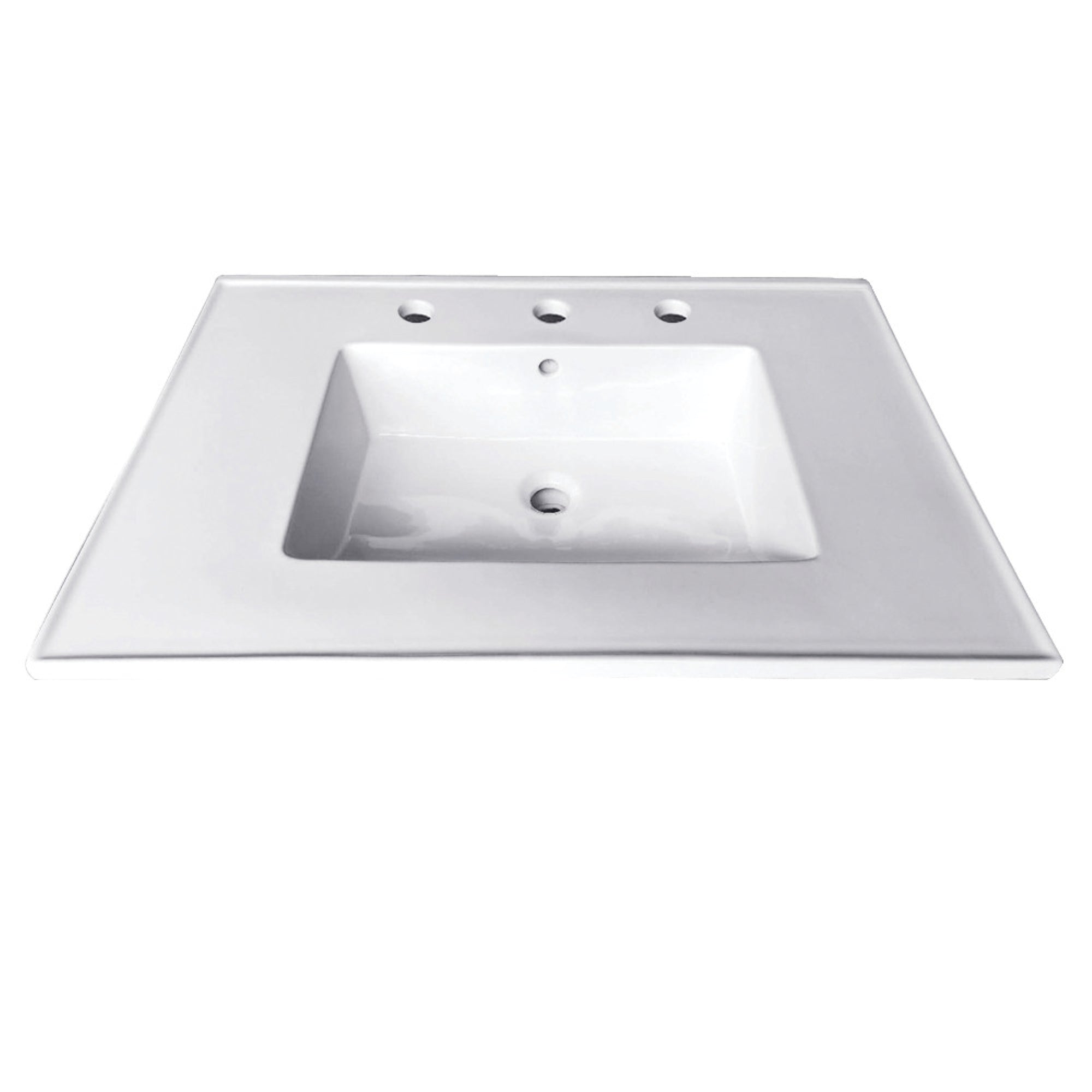 Fauceture Lbt25227W38 Continental 25-Inch X 22-Inch Ceramic Vanity Top With Integrated Basin 3H, White