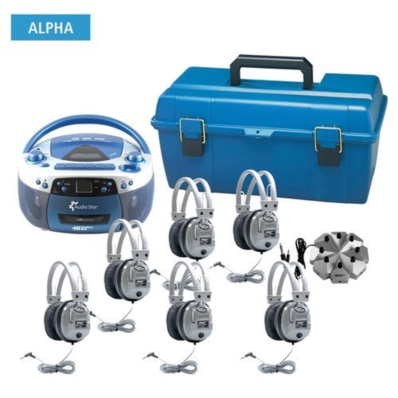 AudioStar ALPHA - 6 Station Listening Center with USB, CD, Cassette, Radio Player and CD/Tape-to-MP3 converter Boombox