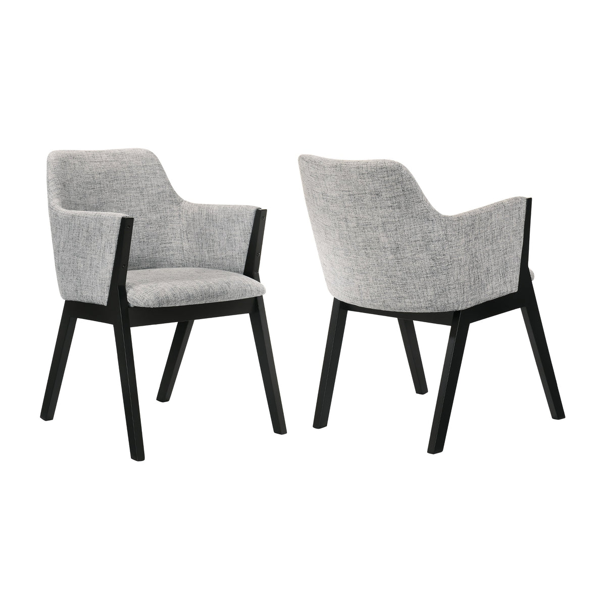 Yadlio Renzo Light Gray Fabric And Black Wood Dining Side Chairs - Set Of 2 | Foam-Padded Cushion | Wide Backs | Stable Wooden Base | Durable Upholstery | Easy Assembly