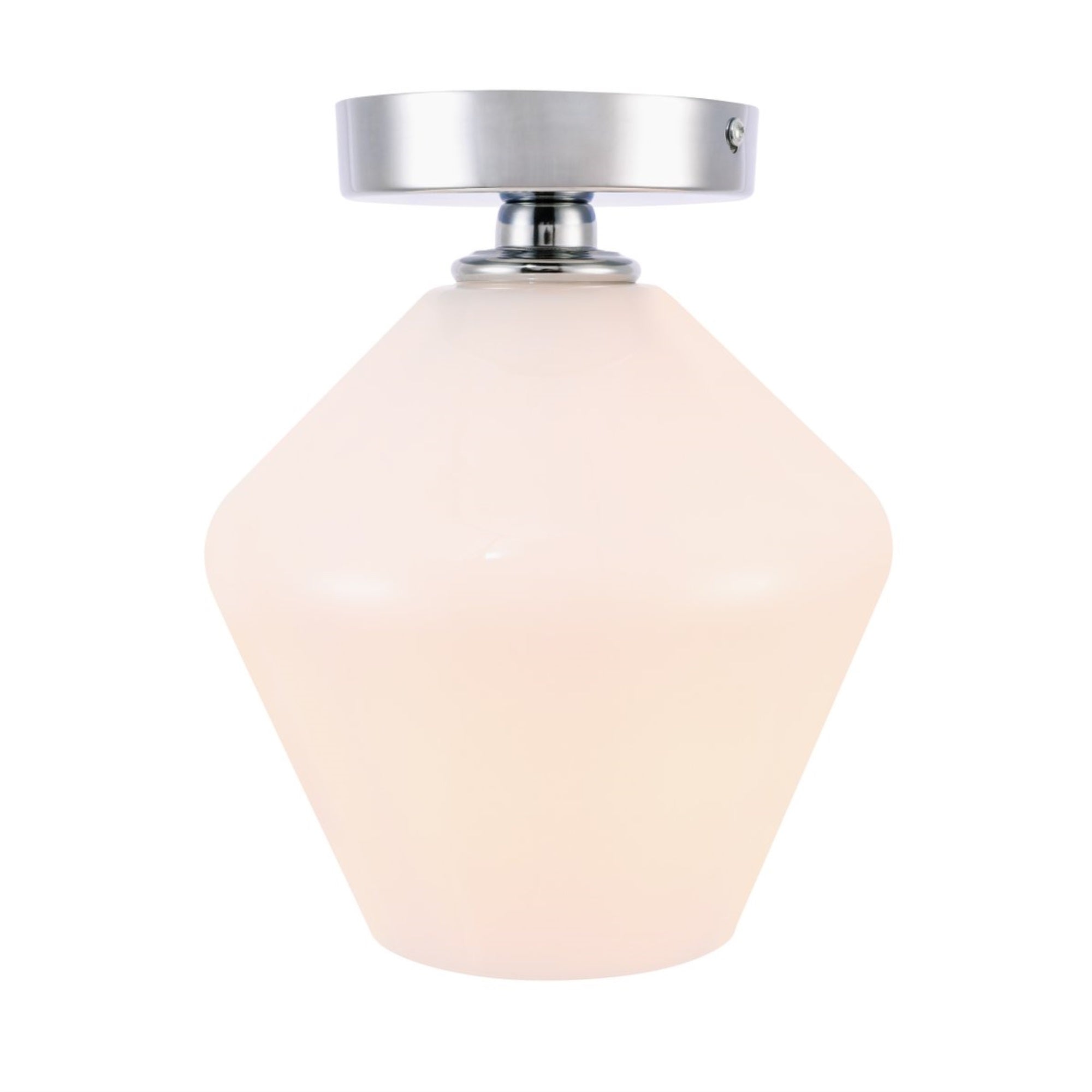Gene 1 Light Chrome And Frosted White Glass Flush Mount