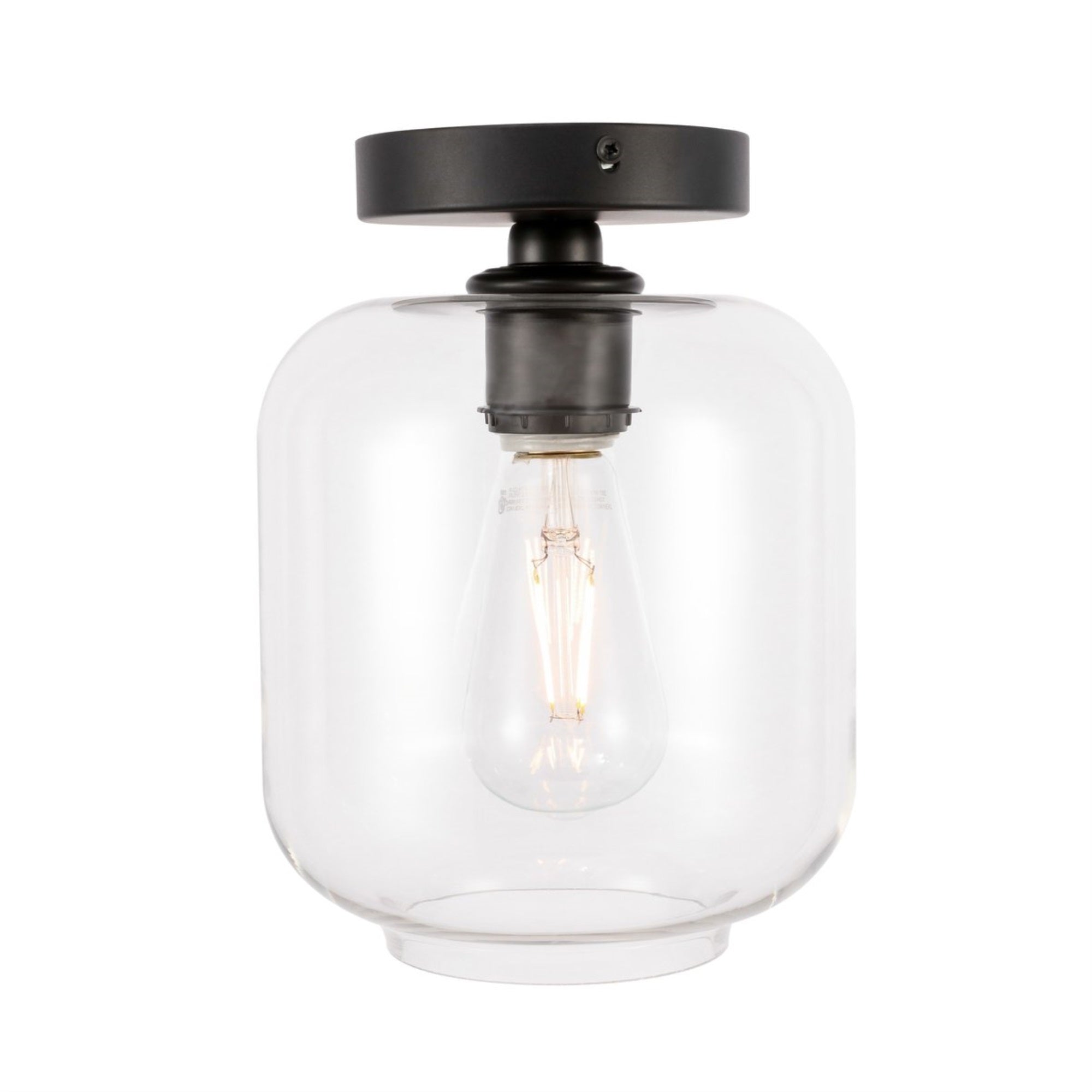 Collier 1 Light Black And Clear Glass Flush Mount